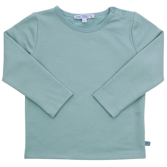 Warmer Baumwollfleece Pullover in Türkis von Enfant Terrible, erhältlich bei Bärechind in Winterthur, Zürich Schweiz.