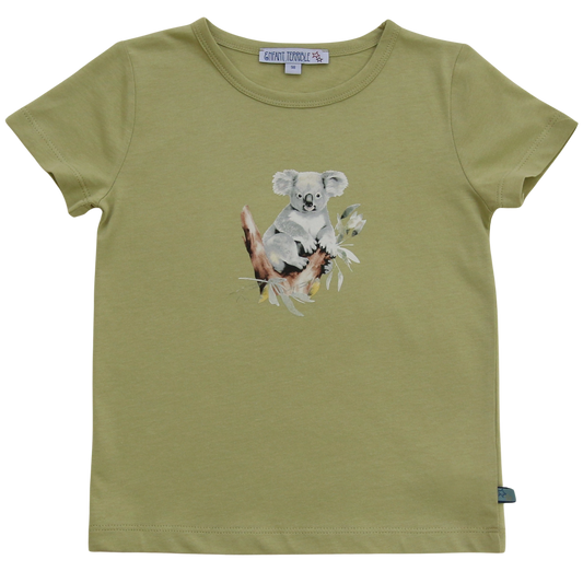 Enfant Terrible Kinder T-Shirt in Grün mit Koala-Motiv, GOTS-zertifiziert, hergestellt in der Türkei