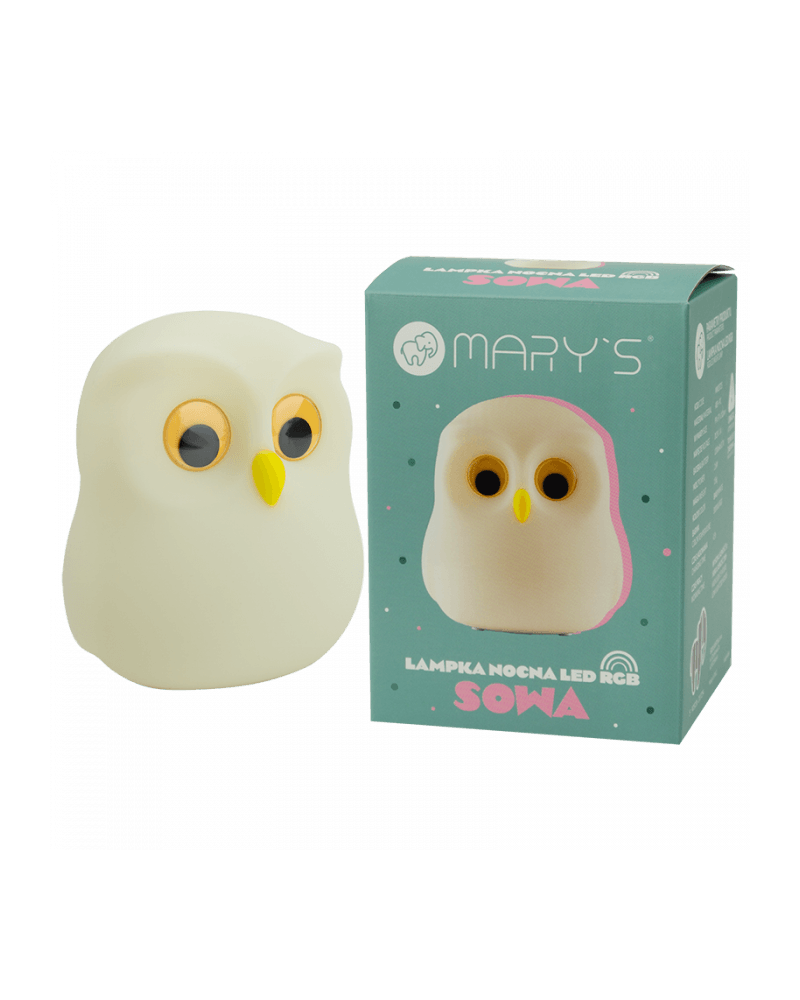 Verpackte Mary’s LED Eulenlampe aus Silikon, nachhaltiges Kinderlicht, erhältlich im Bärechind Winterthur Zürich Schweiz.