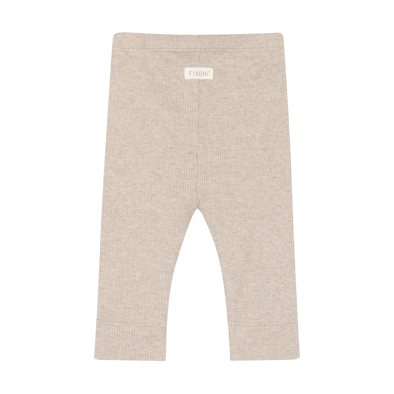 Schlichte beige Baby Leggings aus Rippstoff von Fixoni mit elastischem Bund – Bärechind Winterthur Zürich Schweiz.