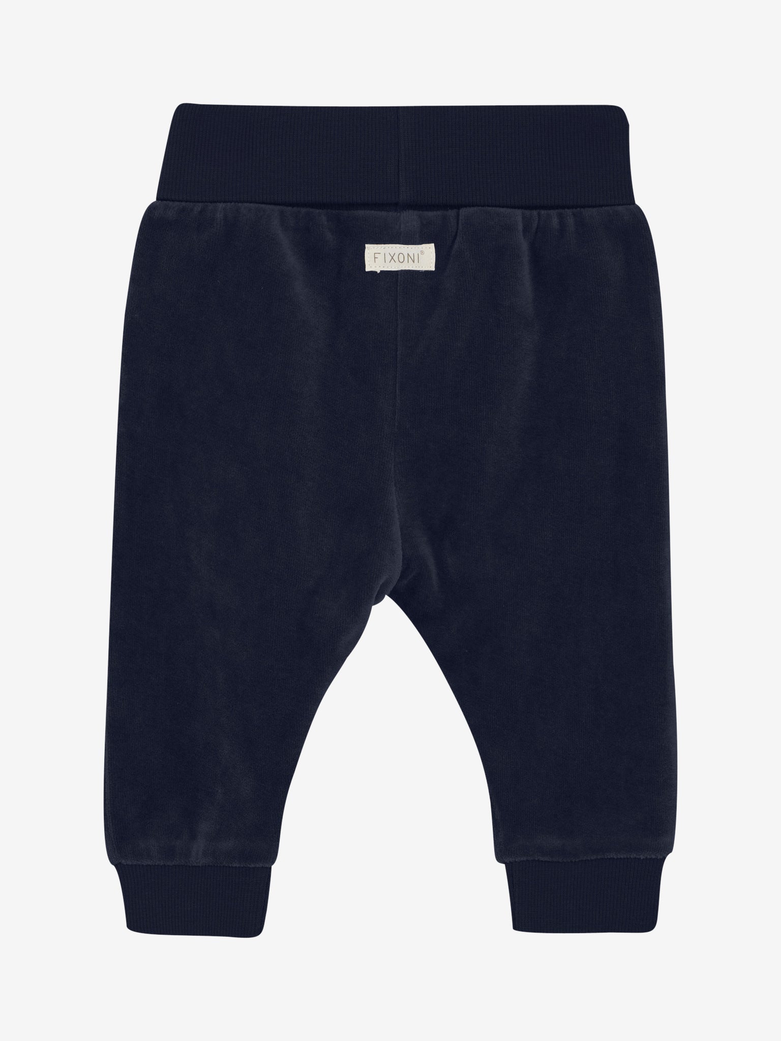 Rückansicht der dunkelblauen Fixoni Velourhose – im Bärechind in Winterthur, Zürich, Schweiz.