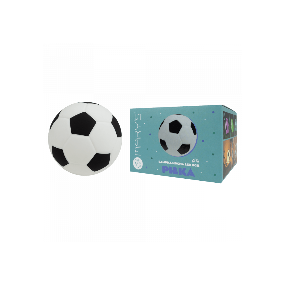 Verpackte Fussball LED Lampe von Mary’s, Kinder Nachtlicht aus Silikon, erhältlich im Bärechind Winterthur Zürich Schweiz.