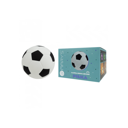 Verpackte Fussball LED Lampe von Mary’s, Kinder Nachtlicht aus Silikon, erhältlich im Bärechind Winterthur Zürich Schweiz.