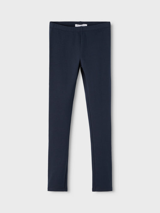 Dunkelblaue gefütterte Baumwollleggings für Kinder, Vorderansicht – Bärechind, Winterthur, Zürich Schweiz.