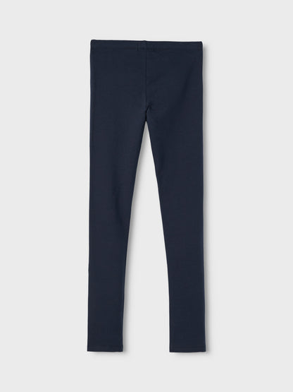 Dunkelblaue gefütterte Baumwollleggings für Kinder, Rückansicht – Bärechind, Winterthur, Zürich Schweiz.