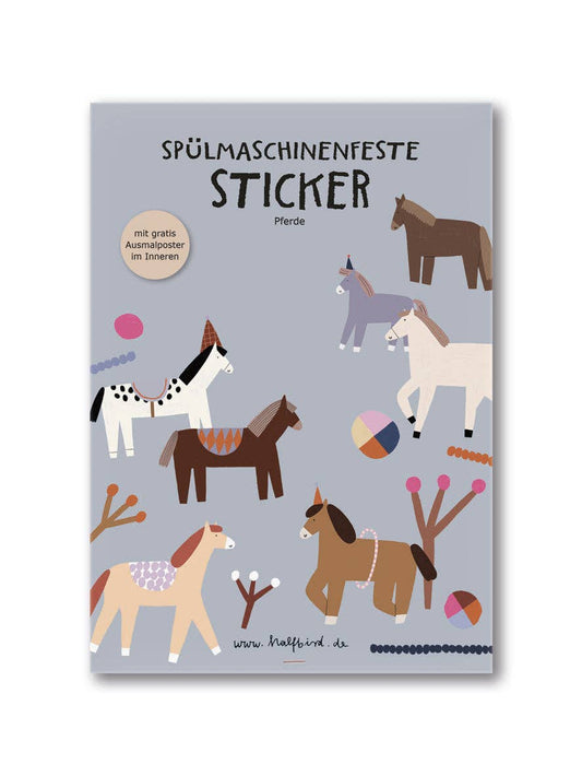 Stickerbogen 'Pferde' von Halfbird – spülmaschinenfest, nachhaltig & ideal für Brotdosen und Flaschen
