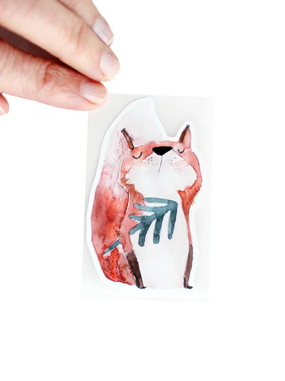 Bügelbild Fuchs mit Baum von Halfbird – kinderfreundliches Aufbügelmotiv, erhältlich bei Bärechind in Winterthur, Schweiz