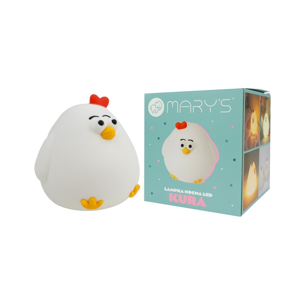 Verpackte Mary’s LED Henne Lampe aus Silikon, nachhaltiges Kinder-Nachtlicht, erhältlich im Bärechind Winterthur Zürich Schweiz.