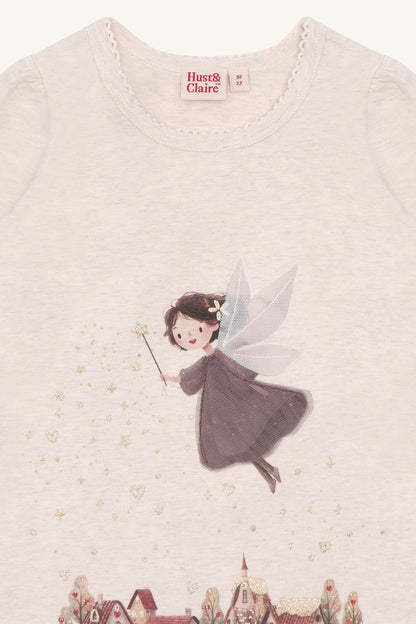 Hust & Claire Alma Langarmshirt Weihnachtsfee in Wheat Melange, Ansicht 2