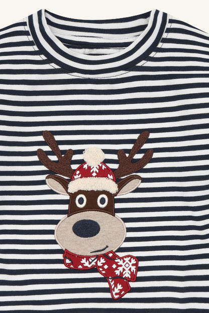 Hust & Claire Anton Langarmshirt Rentier in More Navy, Ansicht 3