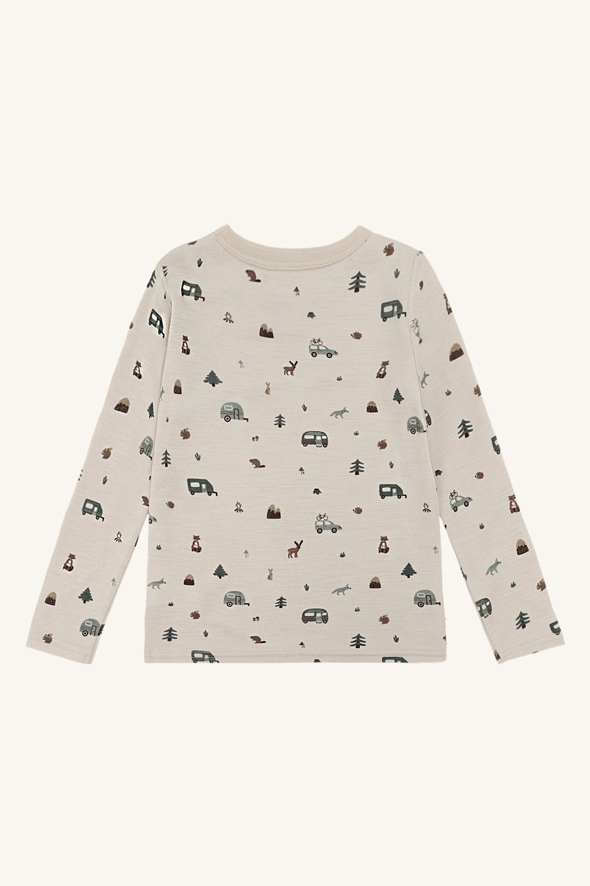 Langarmshirt aus mulesingfreier Merinowolle, Rückansicht in French Oak