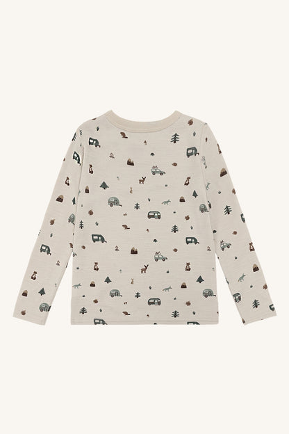 Langarmshirt aus mulesingfreier Merinowolle, Rückansicht in French Oak