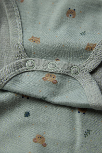 Bärechind Detailansicht Baloo Merino Bambus Langarmbody, Slate green