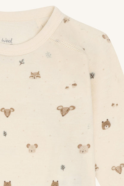 Bärechind Detailansicht Baloo Merino Bambus Wickelbody, Off White