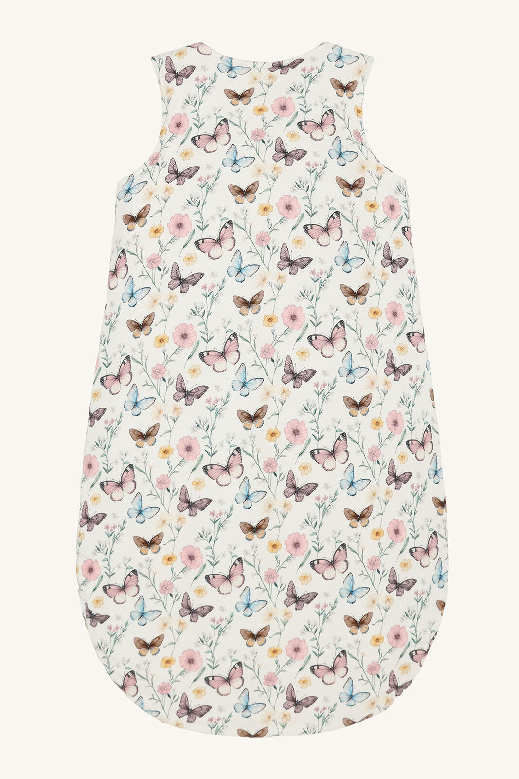 Rückseite des Hust & Claire Bambus Schlafsacks mit Blumen- und Schmetterlingsmuster bei Bärechind Winterthur, Zürich, Schweiz.