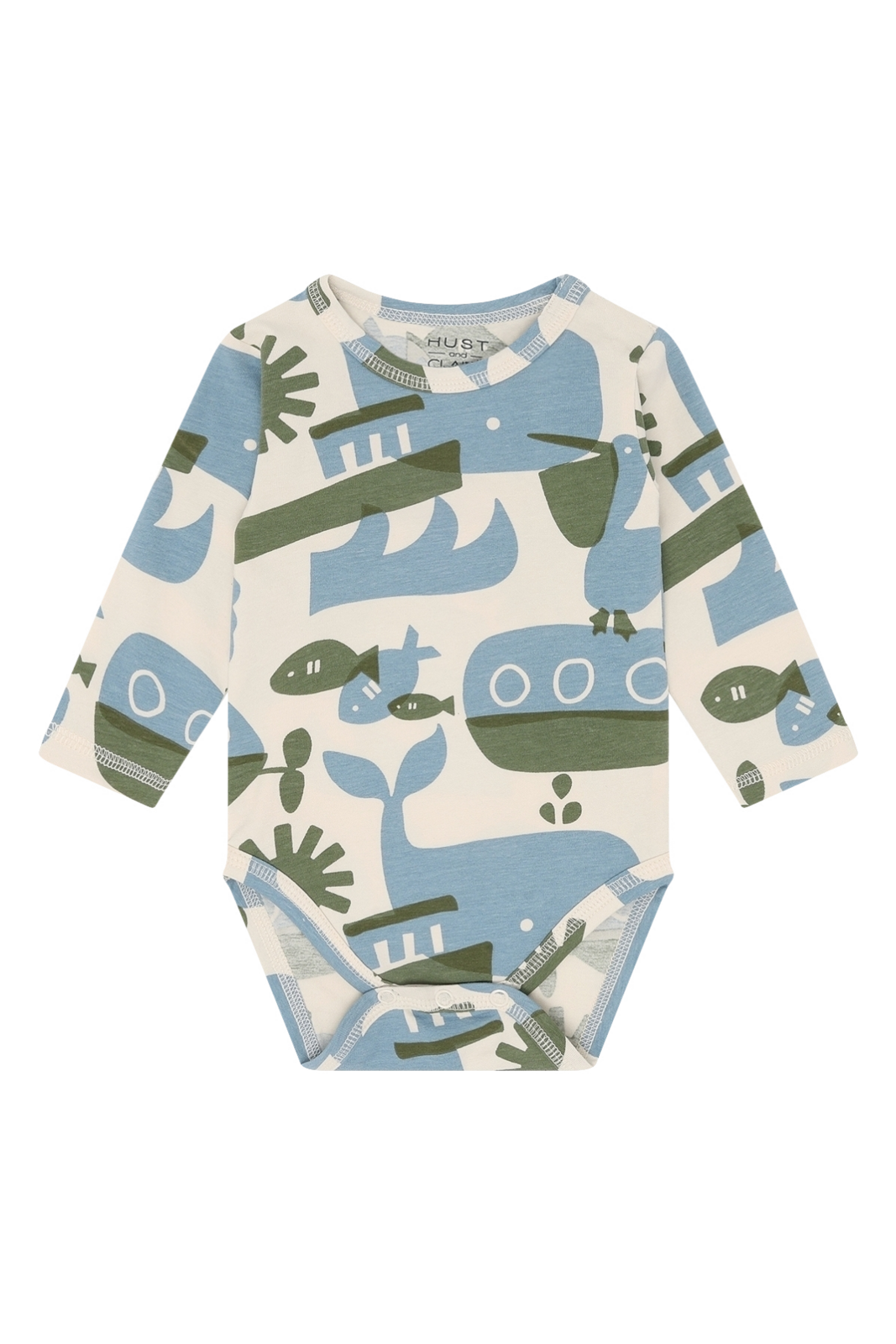 Hust&Claire Billy Baumwollbody Ocean Life mit Wal-Print vorne, nachhaltig bei Bärechind Winterthur Zürich Schweiz.