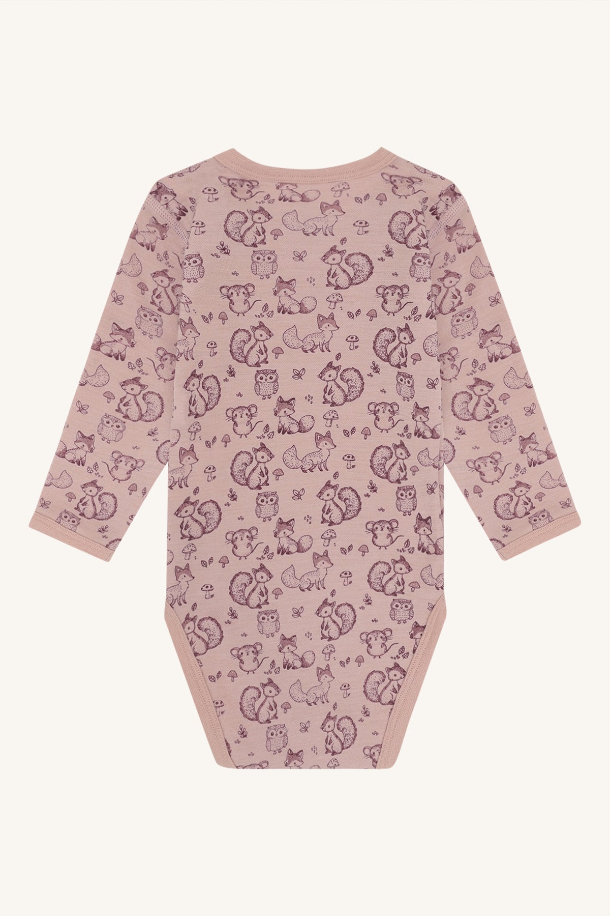 Merino Langarmbody aus mulesingfreier Wolle, Dusty Rose, Rückansicht