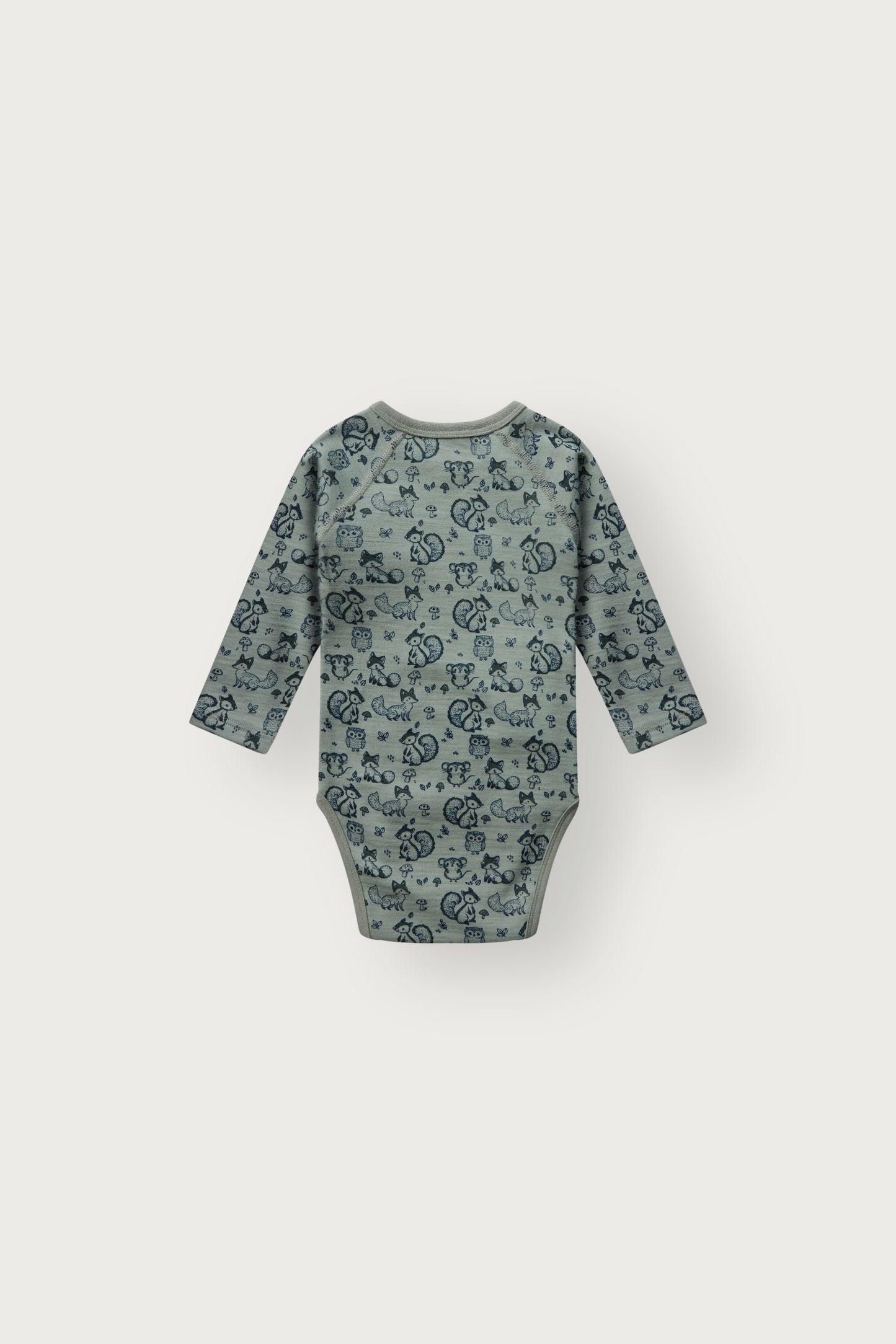 Merino Wickelbody aus mulesingfreier Wolle, Slate Green, Rückansicht