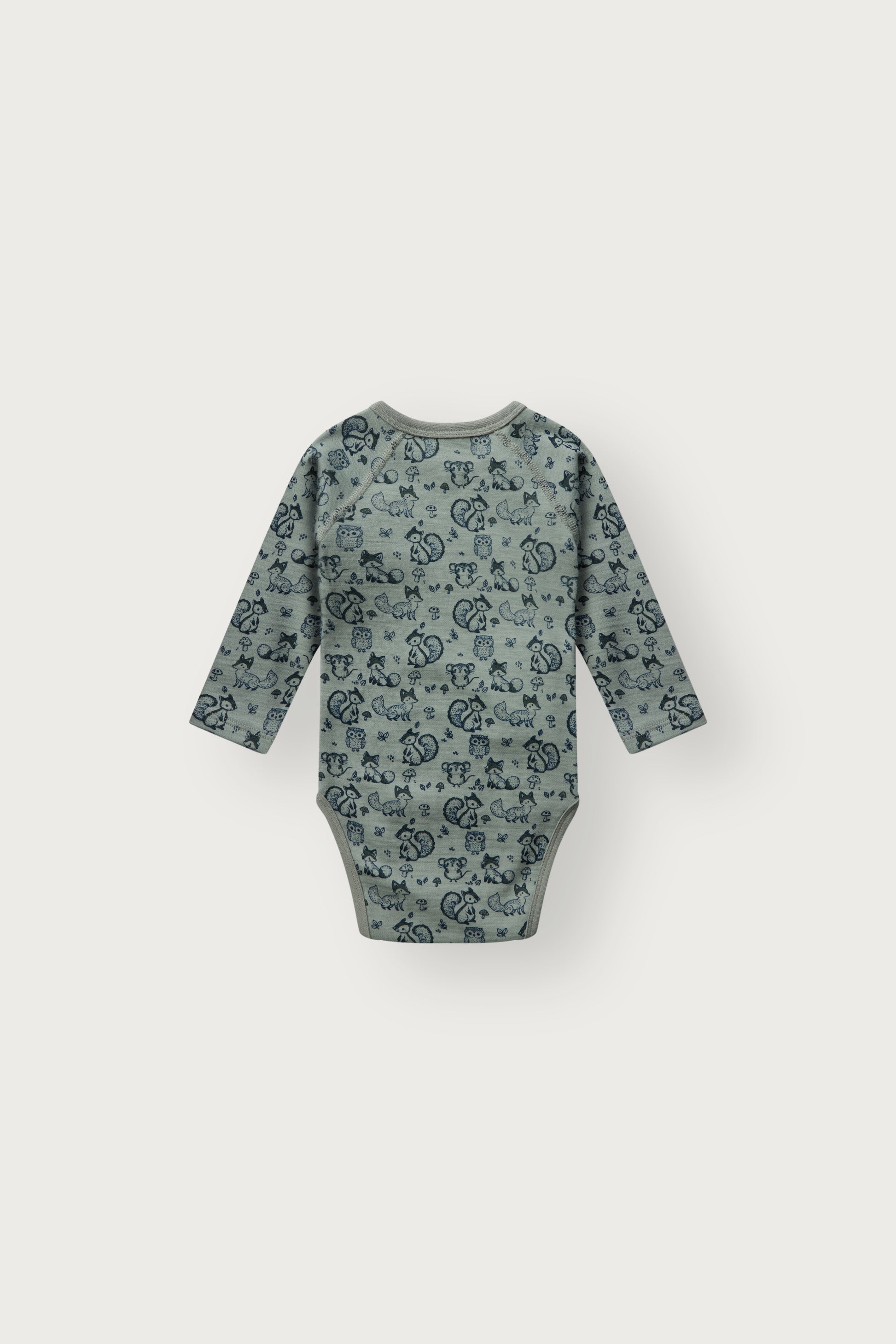 Merino Wickelbody aus mulesingfreier Wolle, Slate Green, Rückansicht