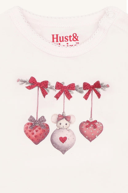 Hust & Claire Britt Langarmbody Weihnachtskugeln in Sugar, Ansicht 3