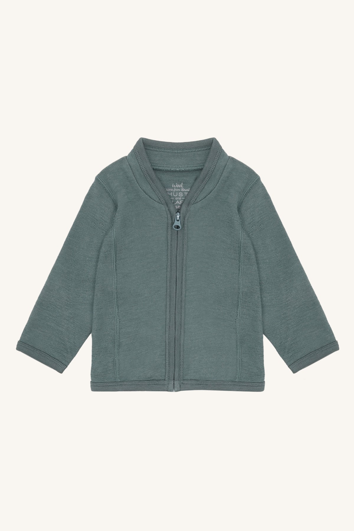 Camil Wolljacke von Hust & Claire in Balsam Green, Vorderansicht mit Reissverschluss