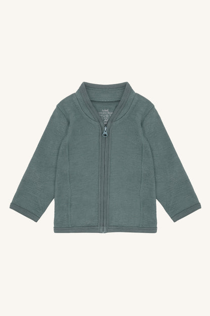 Camil Wolljacke von Hust & Claire in Balsam Green, Vorderansicht mit Reissverschluss