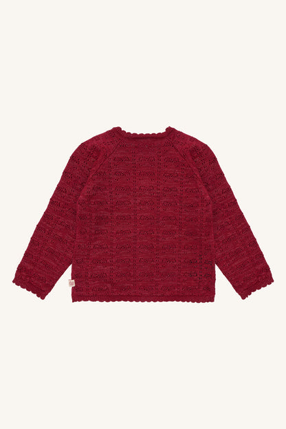 Hust & Claire Cilja Ajour-Strickjacke mit Glitzer in Teaberry, Ansicht 3
