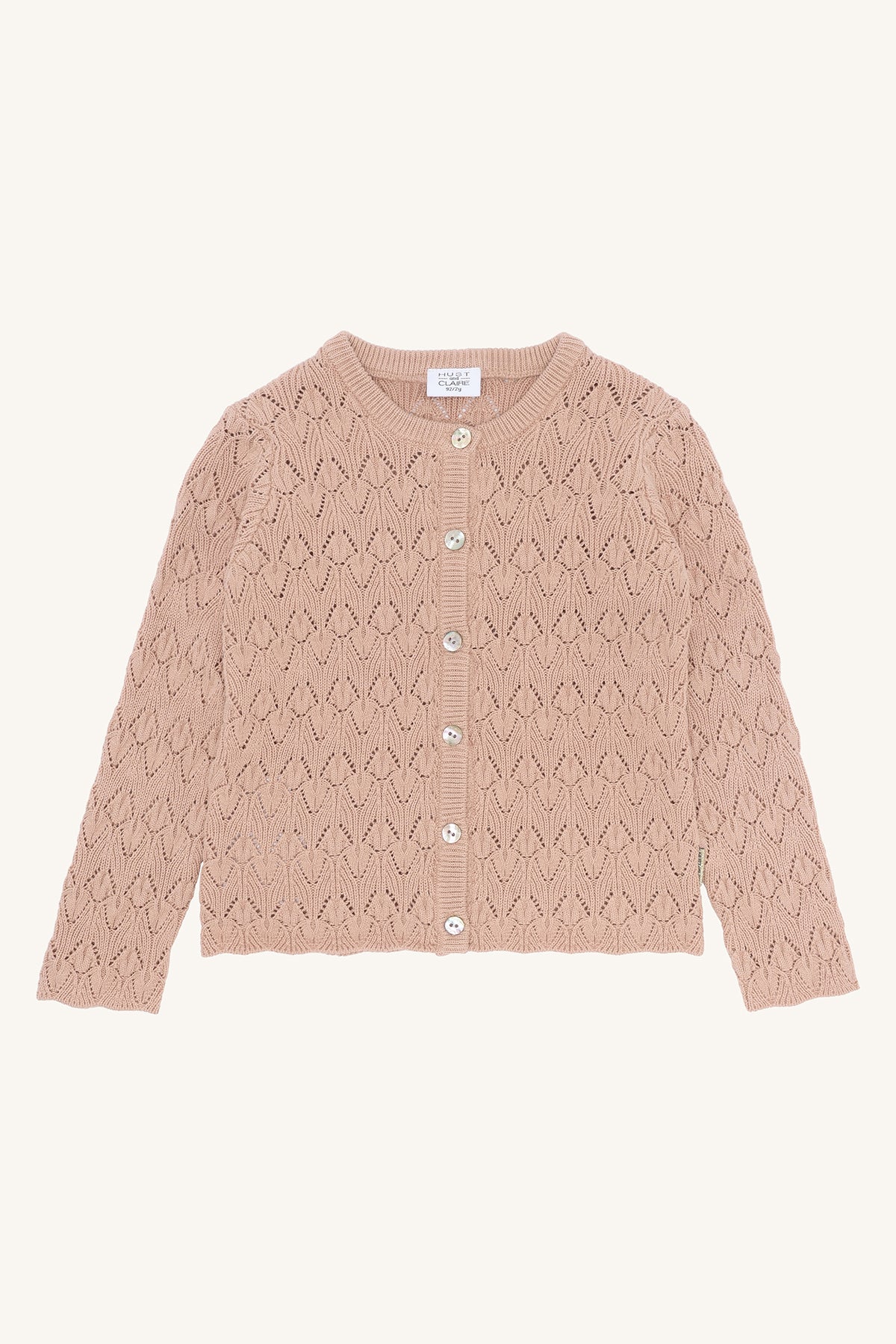 Strickjacke Cilja von Hust&Claire aus Bio-Baumwolle in Rugby Tan, Vorderansicht, erhältlich im Bärechind Winterthur, Zürich Schweiz