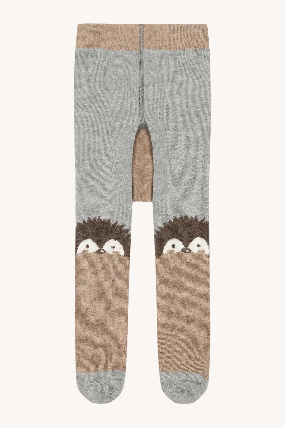 Frankie Baumwolle Strumpfhose mit Igelmotiv in Biscuit, Vorderansicht