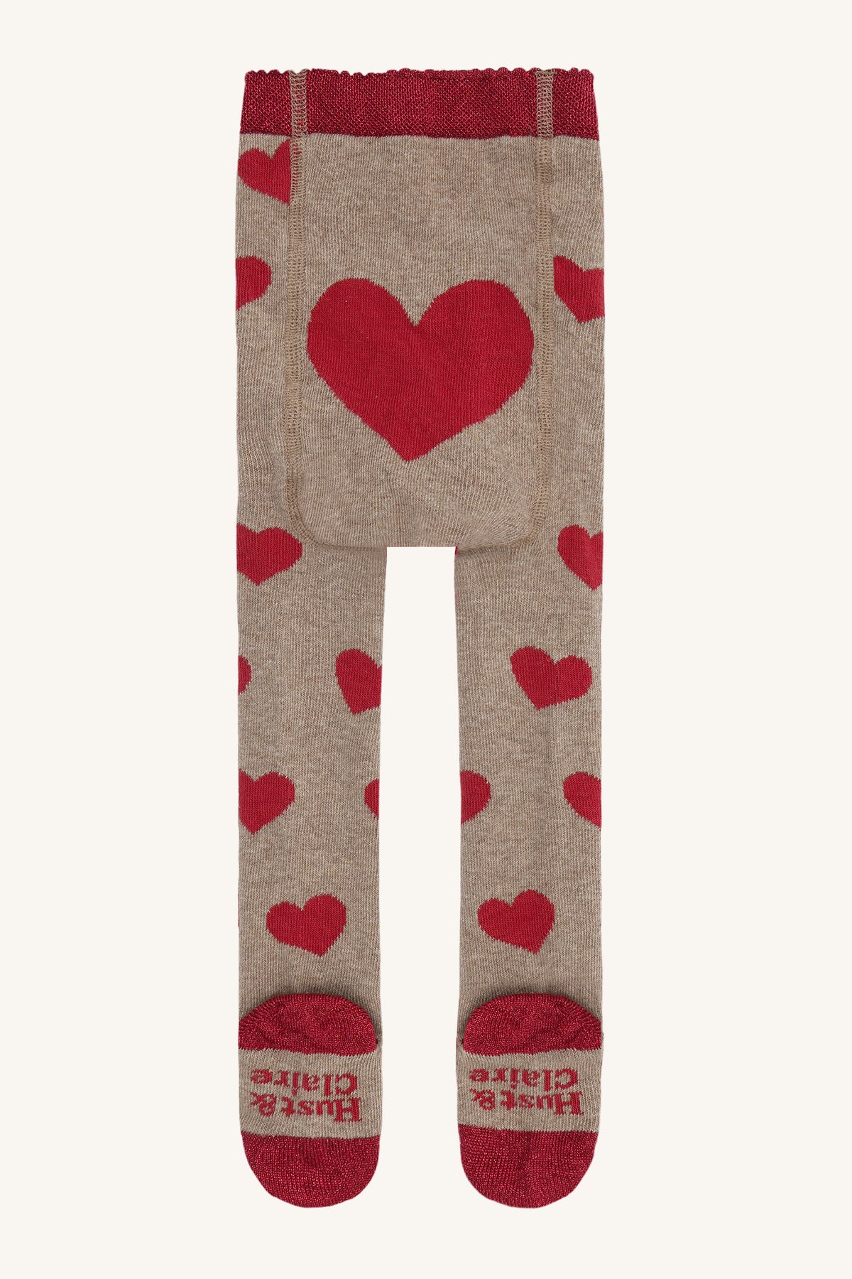 Hust & Claire Frankie Strumpfhose Herzen in Biscuit, Ansicht 2