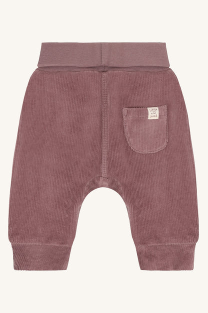 Baby-Bundhose aus Veloursstoff mit elastischem Bund, Plum, Rückansicht