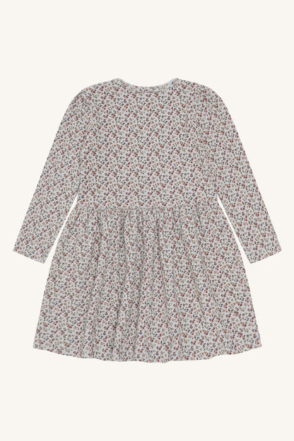 Rückansicht des Hust&Claire Kleids Donna Little Roses in Hellblau, erhältlich im Bärechind Winterthur, Zürich Schweiz