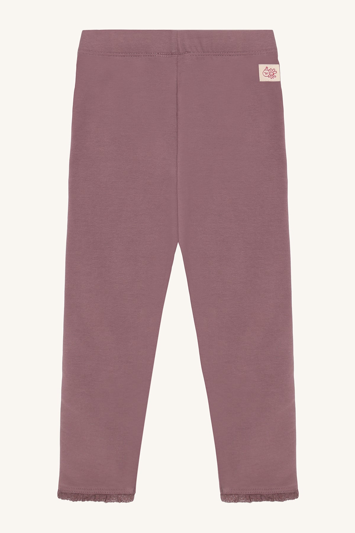 Hust & Claire Lisa gefütterte Leggings in Mauve, Rückansicht mit Markenlabel am Bund