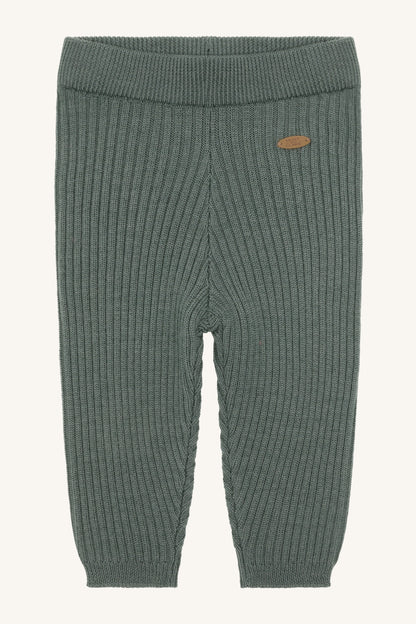 Hust & Claire Lui Wollleggings Balsam Green mit feiner Rippstruktur