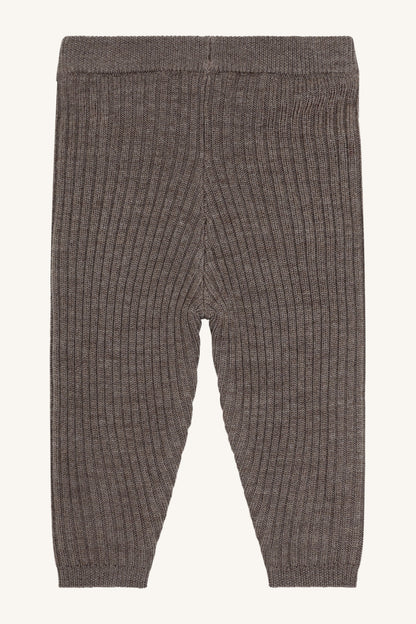 Baby Wollleggings aus 100% Wolle in meliertem Braun als wärmende Basisschicht