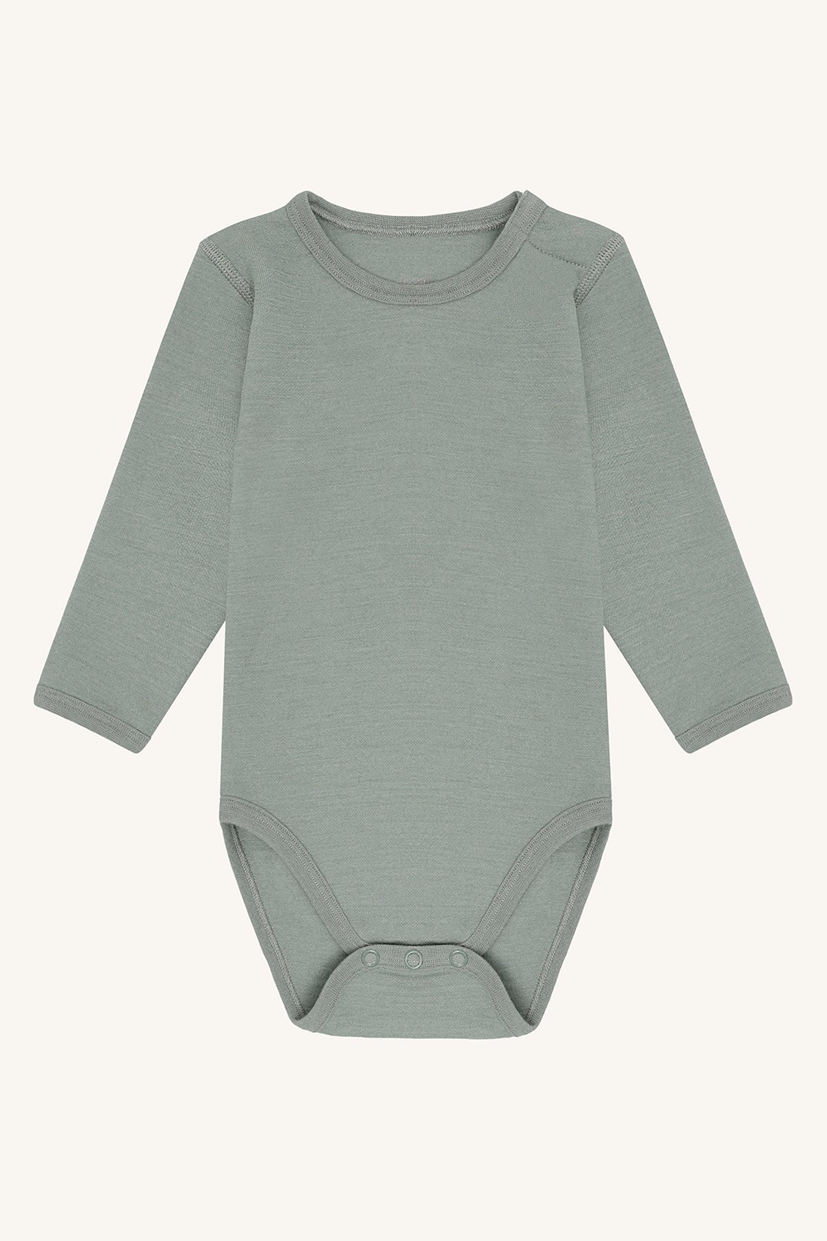 Merino Babybody von Hust & Claire in Slate Green, Vorderansicht