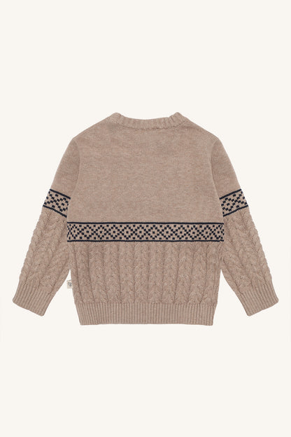 Hust & Claire Pelle Zopfstrickpullover Weihnachtsauto in Biscuit, Ansicht 2