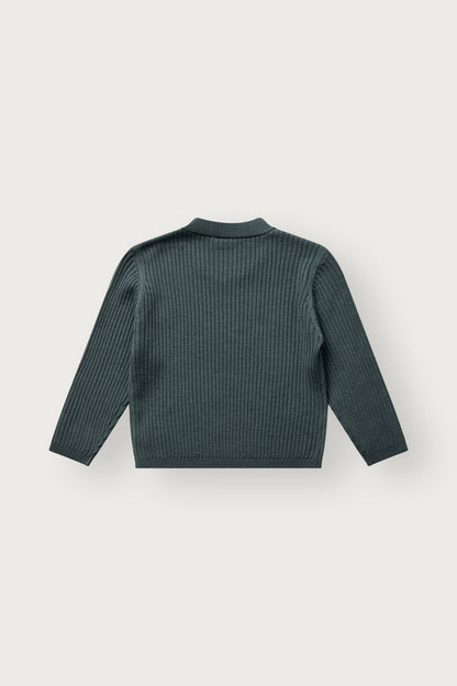 Grüner Kinder Wollpullover aus 100% Wolle für Herbst und Winter