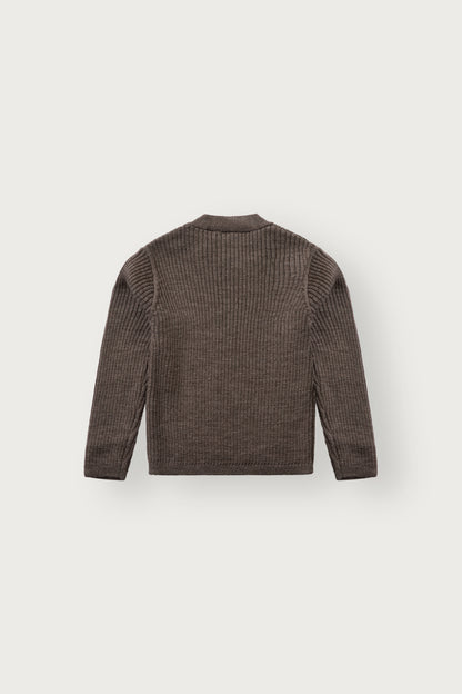 Brauner Kinder Wollpullover aus 100% Wolle für Herbst und Winter