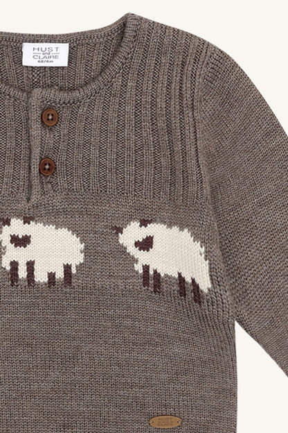 Hust & Claire Pil Wollpullover mit Schafen aus 100% Wolle im Bärechind