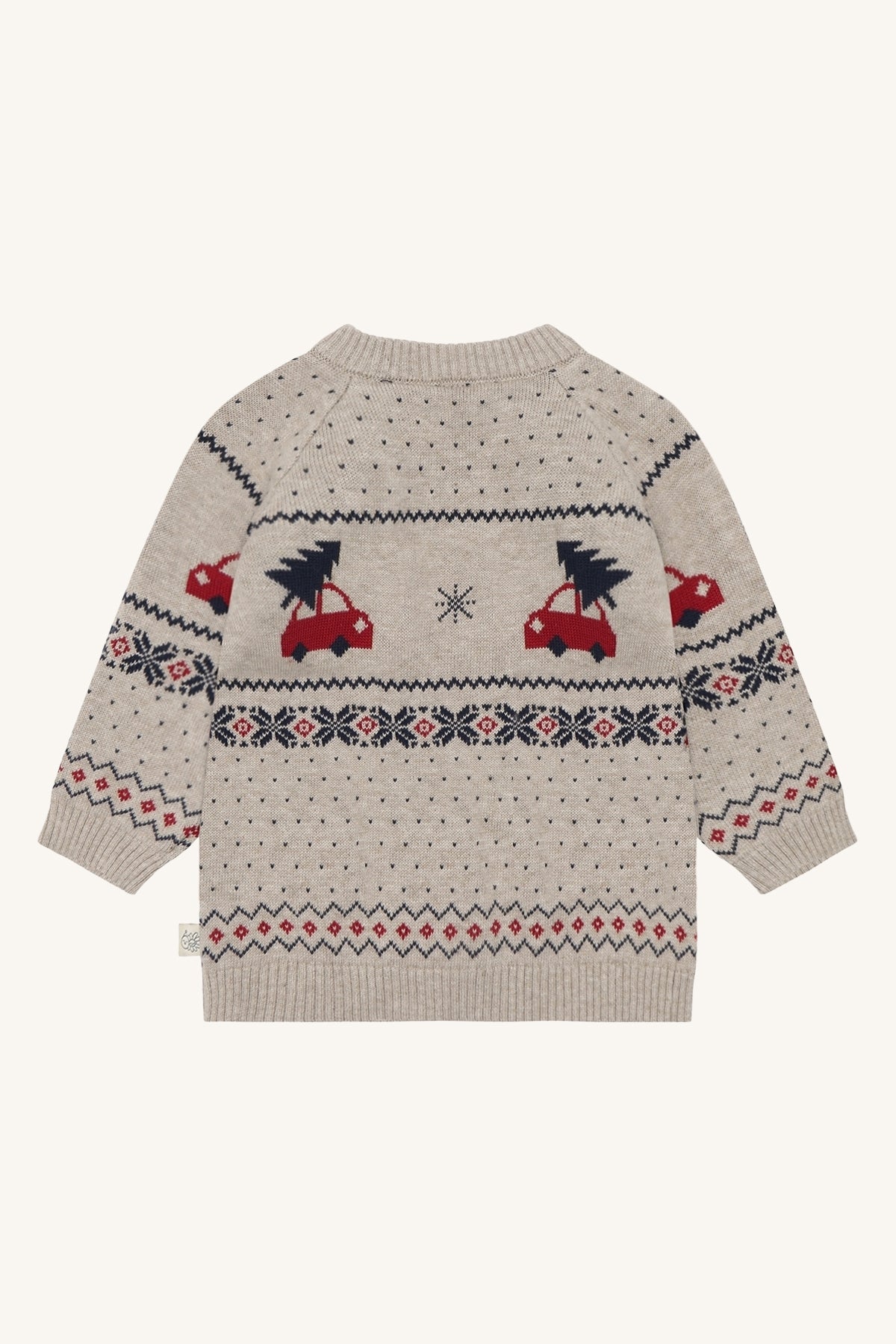 Hust & Claire Pilou Strickpullover Weihnachtsauto in Beige Melange, Ansicht 2