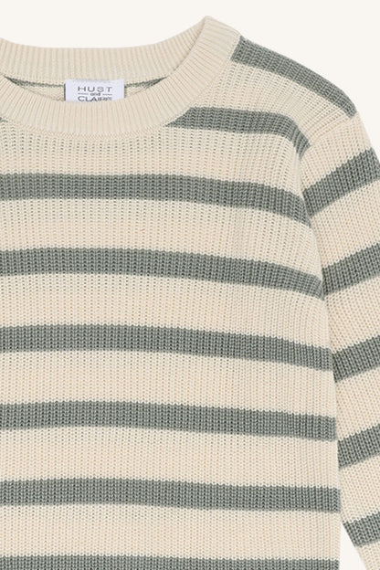 Detailansicht Bambus Strick und Streifenmuster vom Hust&Claire Pos Pullover, Bärechind Winterthur Zürich Schweiz.