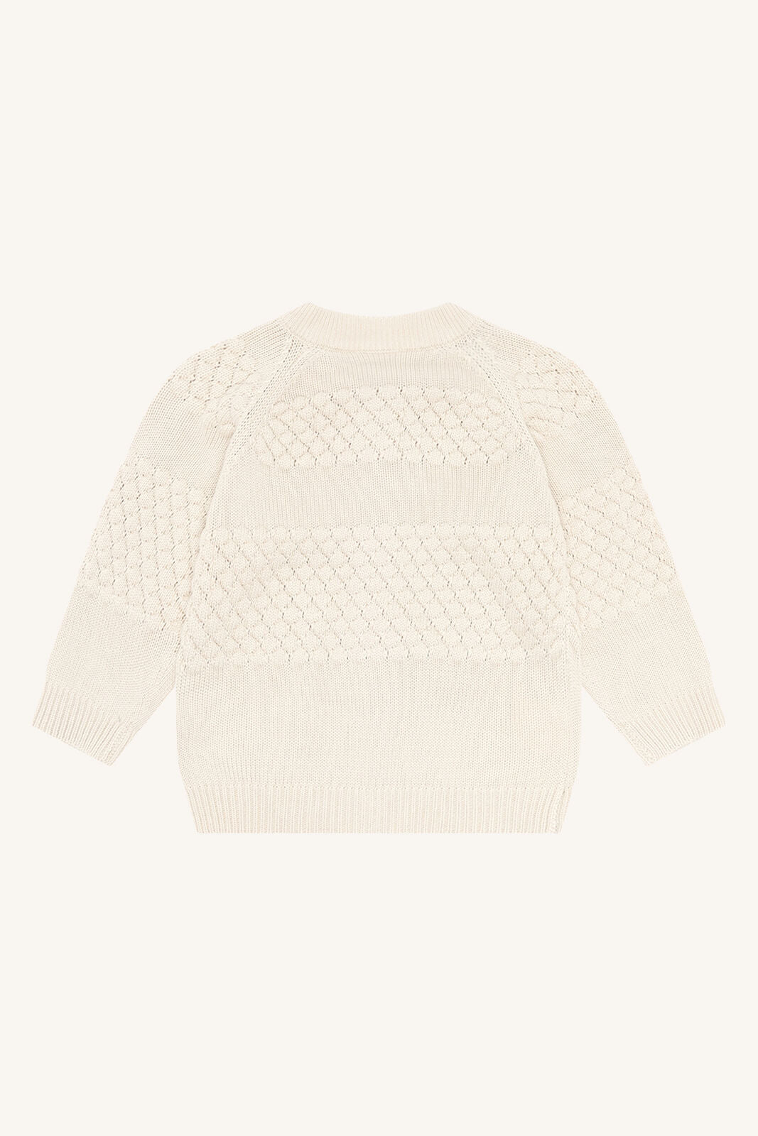 Rückansicht vom Hust&Claire Strickjäckchen aus Baumwolle – Baby Jäckchen bei Bärechind Winterthur, Zürich, Schweiz