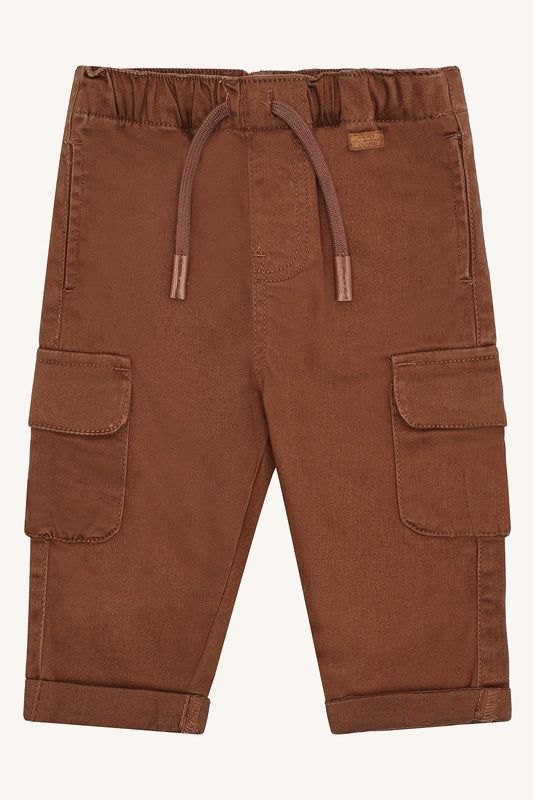 Kinder Cargohose Tue von Hust&Claire aus Baumwoll-Canvas in Bison, Vorderansicht, erhältlich im Bärechind Winterthur, Zürich Schweiz