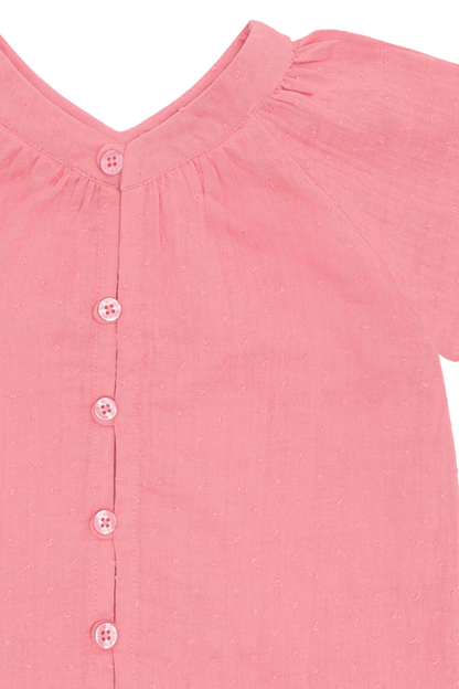 Roselyn Kinder-Shirt Rückansicht – mit Knopfverschluss aus Bio-Baumwolle