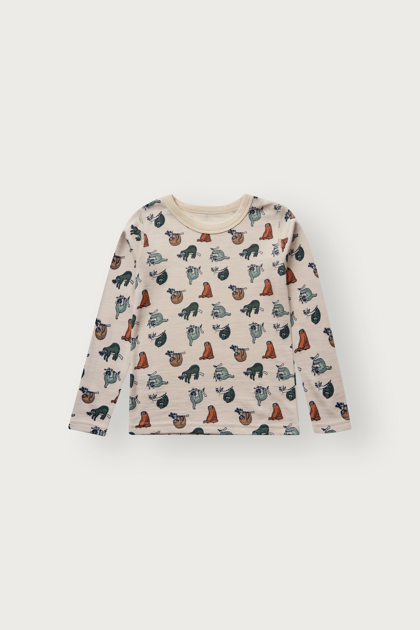 Hust&Claire Langarmshirt Abba Lazy in French Oak mit Faultier-Print, Vorderansicht
