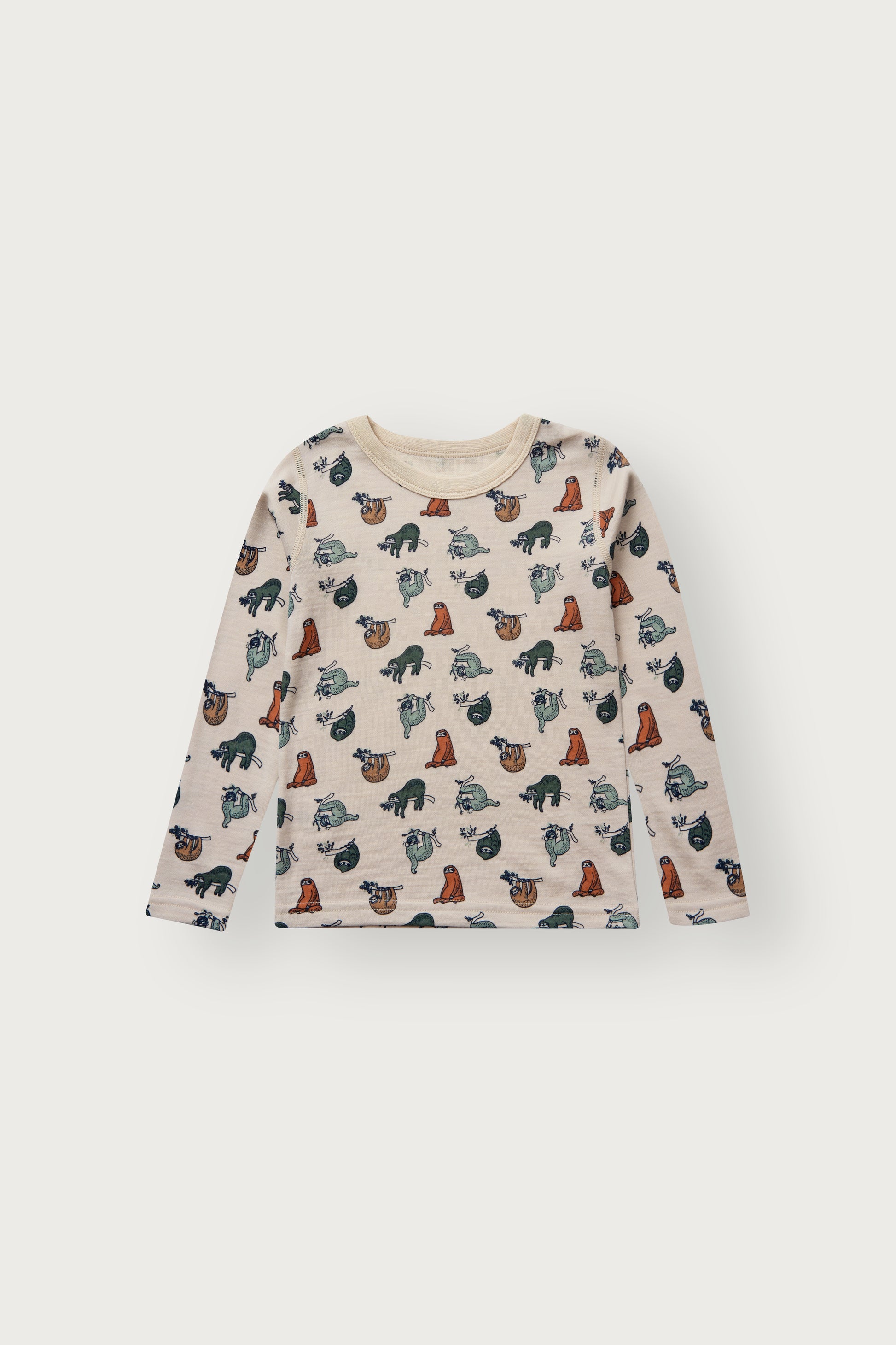 Hust&Claire Langarmshirt Abba Lazy in French Oak mit Faultier-Print, Vorderansicht
