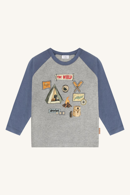 Anton Wild Life Langarmshirt in Grey Melange, Vorderansicht