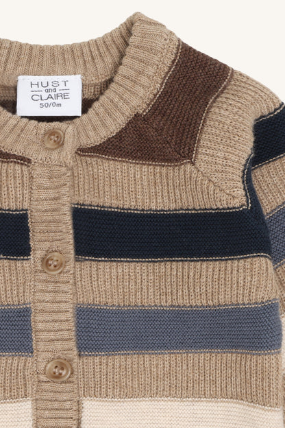 Hust&Claire Call Stripe Strickjacke in Biscuit bei Bärechind