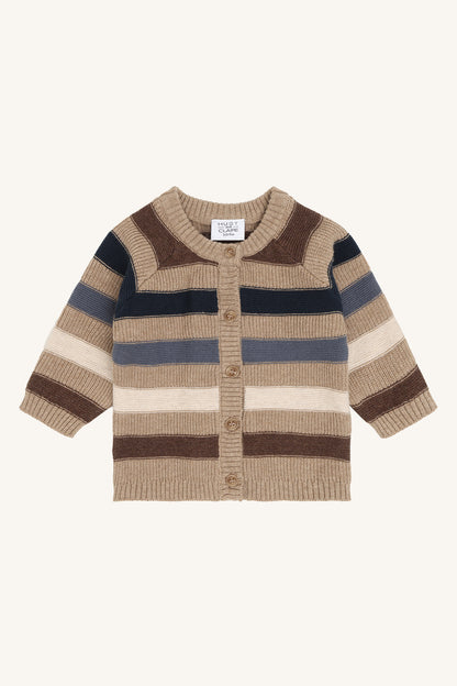 Call Stripe Strickjacke mit Streifenmuster in Biscuit, Vorderansicht
